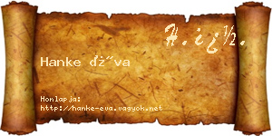 Hanke Éva névjegykártya